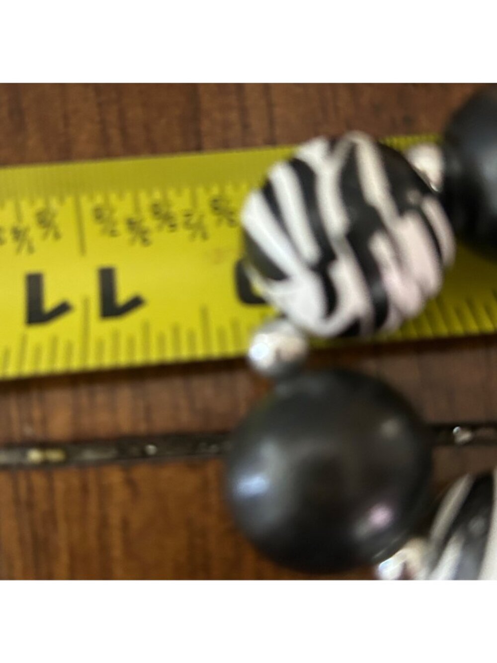 Chunky Black White Zebra Print Wood Beads Stretch Necklace Bracelet Jewelry Set - Picture 10 of 11